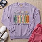 Labor & Delivery Nurse Boho Floral Books Sweatshirt - Orchid Comfort Colors Sweatshirt | HugTee
