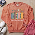 Labor & Delivery Nurse Boho Floral Books Sweatshirt - Terracotta Comfort Colors Sweatshirt | HugTee