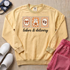 Retro Postage Stamp Nurse Ghost Labor and Delivery Halloween Sweatshirt - Butter Comfort Colors Sweatshirt | HugTee