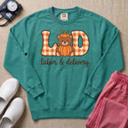 Retro Pumpkin Teddy Bear Labor and Delivery Nurse Fall Sweatshirt - Seafoam Comfort Colors Sweatshirt | HugTee