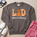 Retro Pumpkin Teddy Bear Labor and Delivery Nurse Fall Sweatshirt - Pepper Lifestyle Hero Mockup | HugTee