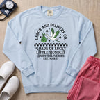 Retro Labor and Delivery Lucky Little Bundles St. Patrick's Day Sweatshirt - Chambray Comfort Colors Sweatshirt | HugTee