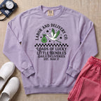 Retro Labor and Delivery Lucky Little Bundles St. Patrick's Day Sweatshirt - Orchid Comfort Colors Sweatshirt | HugTee
