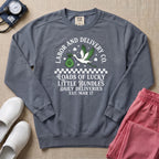 Retro Labor and Delivery Lucky Little Bundles St. Patrick's Day Sweatshirt - Blue Jean Comfort Colors Sweatshirt | HugTee