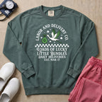 Retro Labor and Delivery Lucky Little Bundles St. Patrick's Day Sweatshirt - Blue Spruce Comfort Colors Sweatshirt | HugTee
