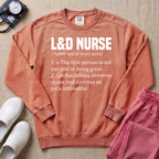 Funny L&D Nurse Definition Labor and Delivery Sweatshirt - Terracotta Comfort Colors Sweatshirt | HugTee