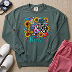 Boho Floral Patterned L&D Nurse Sweatshirt - Blue Spruce Comfort Colors Sweatshirt | HugTee