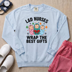 L&D Nurses Wrap The Best Gifts Christmas Sweatshirt - Chambray Comfort Colors Sweatshirt | HugTee
