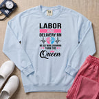 Funny Labor and Delivery RN Crowning Than The Queen Sweatshirt - Chambray Comfort Colors Sweatshirt | HugTee