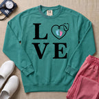 LOVE Stethoscope Baby Footprints L&D Nurse Sweatshirt - Seafoam Comfort Colors Sweatshirt | HugTee