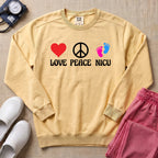 Love Peace NICU Retro Sweatshirt - Butter Comfort Colors Sweatshirt | HugTee