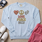 Leopard Print Love Peace NICU Sweatshirt - Chambray Comfort Colors Sweatshirt | HugTee