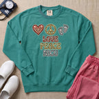 Leopard Print Love Peace NICU Sweatshirt - Seafoam Comfort Colors Sweatshirt | HugTee