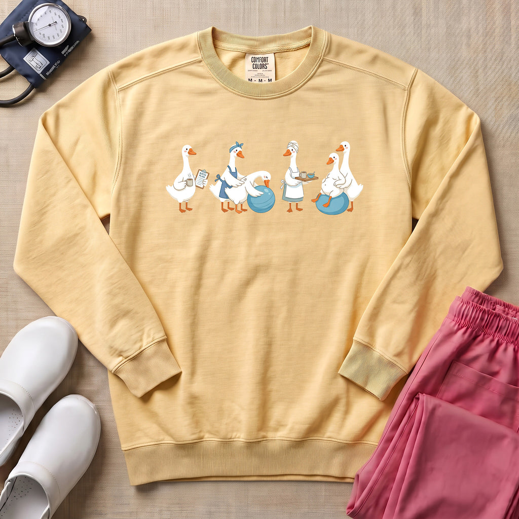 Funny Labor and Delivery Goose L&D Midwife Sweatshirt - Butter Comfort Colors Sweatshirt | HugTee