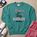 Mommy Of A Tiny Warrior NICU Mom Sweatshirt - Seafoam Comfort Colors Sweatshirt | HugTee