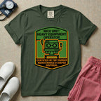 A graphic resembling a patch with green borders and orange inner sections featuring an illustration of a medical incubator in the center, with the text 'NICU UNIT: HEAVY EQUIPMENT OPERATOR' at the top and 'CERTIFIED IN TINY HUMAN MAINTENANCE & DIAPER DISPOSAL' at the bottom.