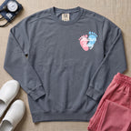 Mother Baby Footprints Postpartum Nurse Sweatshirt - Blue Jean Comfort Colors Sweatshirt | HugTee