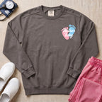 Mother Baby Footprints Postpartum Nurse Sweatshirt - Pepper Lifestyle Hero Mockup | HugTee
