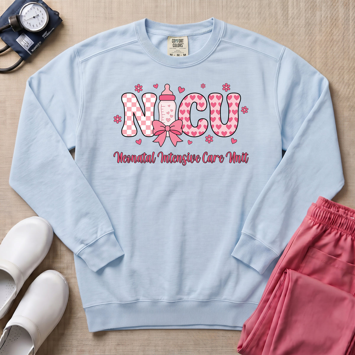 Retro NICU Nurse Cute Coquette Neonatal Intensive Care Unit Sweatshirt-Sweatshirt-HugTee