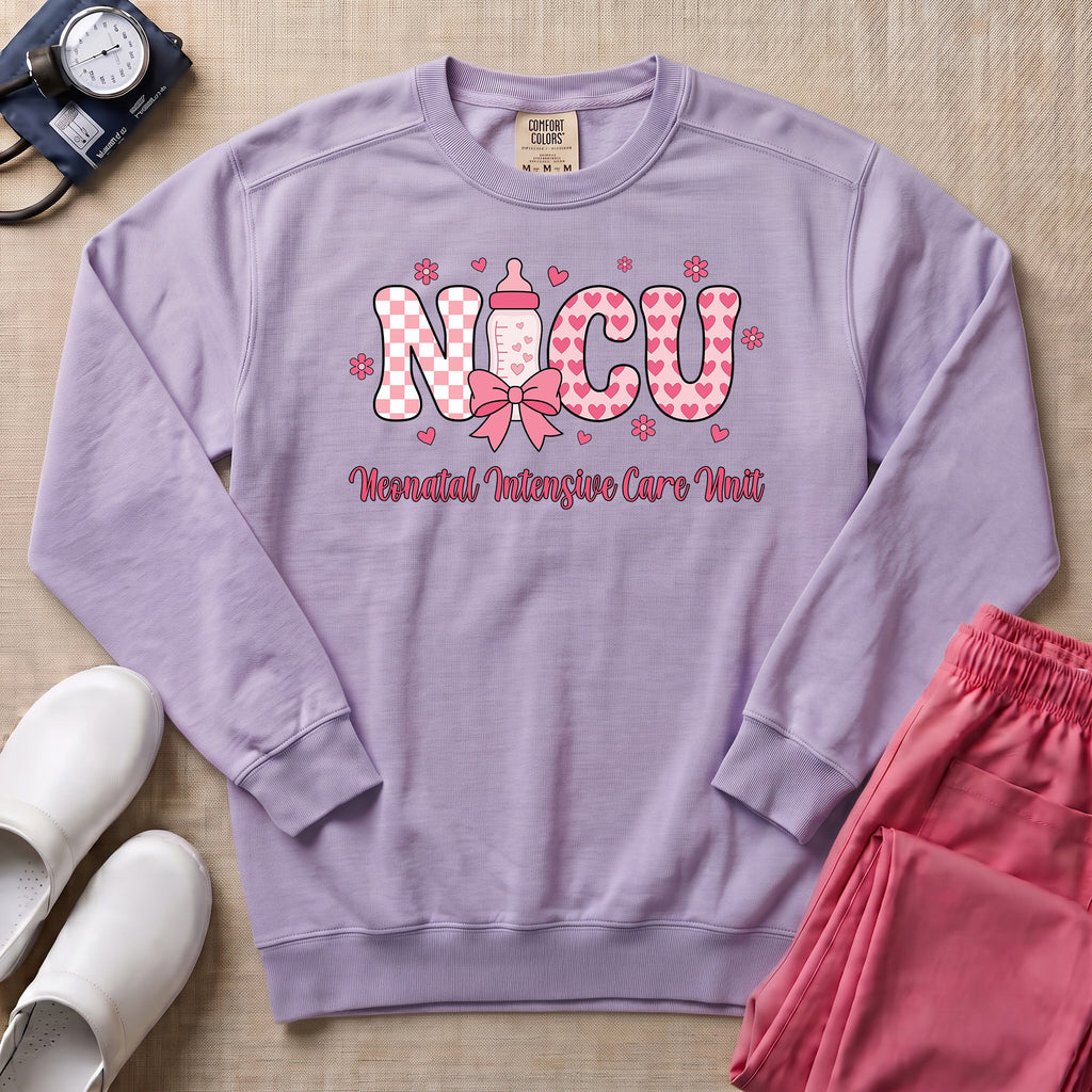 Retro NICU Nurse Cute Coquette Neonatal Intensive Care Unit Sweatshirt-Sweatshirt-HugTee
