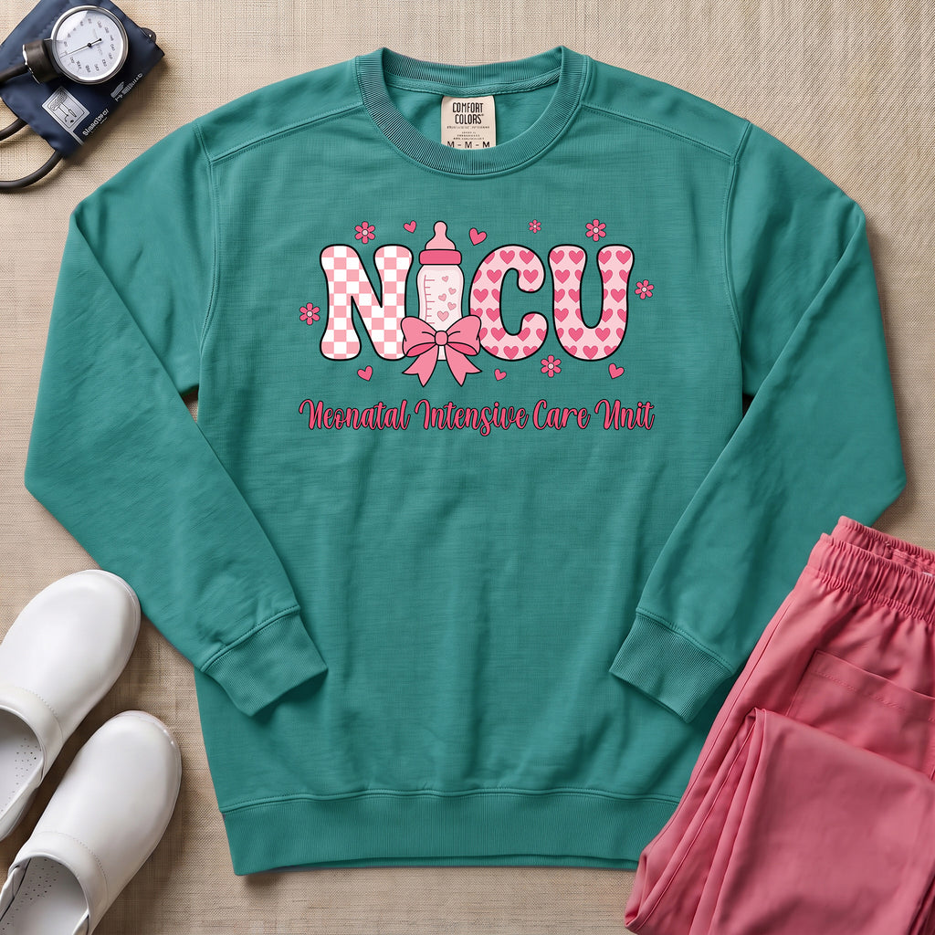 Retro NICU Nurse Cute Coquette Neonatal Intensive Care Unit Sweatshirt-Sweatshirt-HugTee