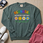 Retro Floral Neonatal Intensive Care Unit Cute NICU Nurse Sweatshirt - Blue Spruce Comfort Colors Sweatshirt | HugTee