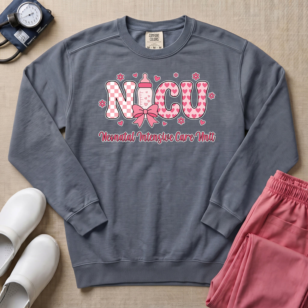Retro NICU Nurse Cute Coquette Neonatal Intensive Care Unit Sweatshirt-Sweatshirt-HugTee