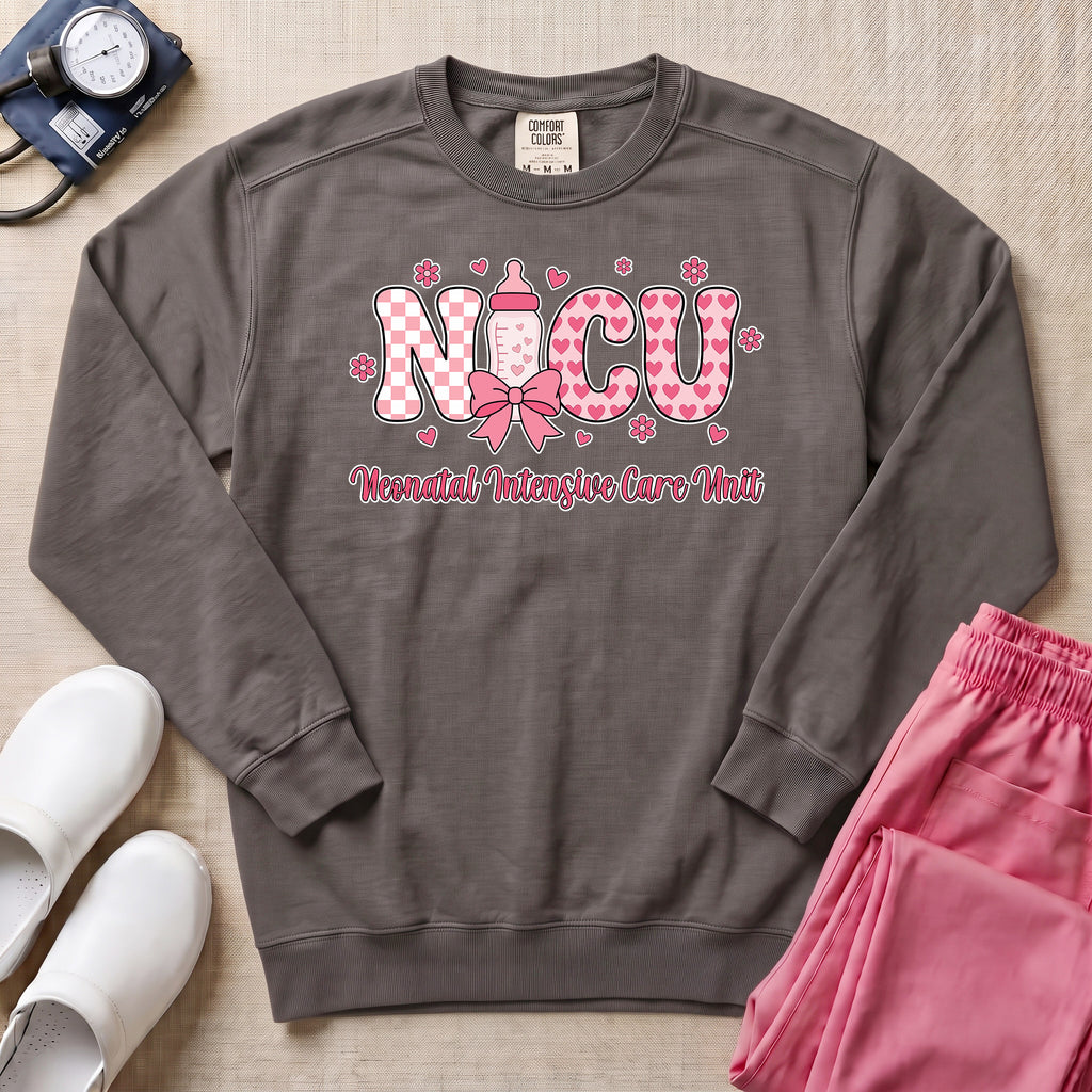 Retro NICU Nurse Cute Coquette Neonatal Intensive Care Unit Sweatshirt-Sweatshirt-HugTee
