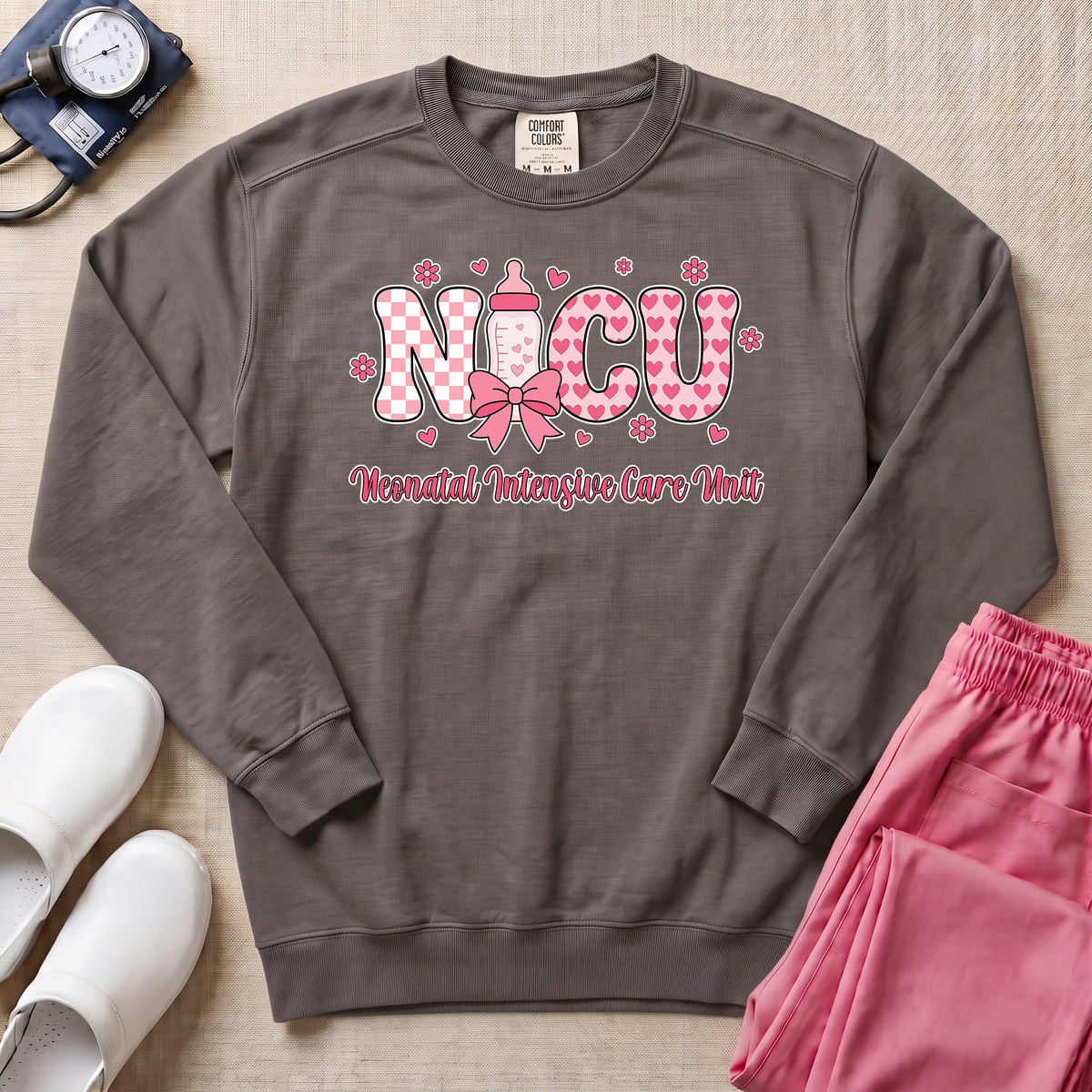 Retro NICU Nurse Cute Coquette Neonatal Intensive Care Unit Sweatshirt-Sweatshirt-HugTee