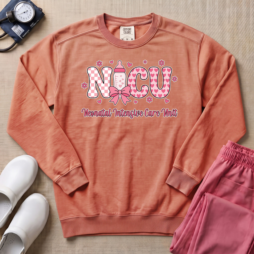 Retro NICU Nurse Cute Coquette Neonatal Intensive Care Unit Sweatshirt-Sweatshirt-HugTee