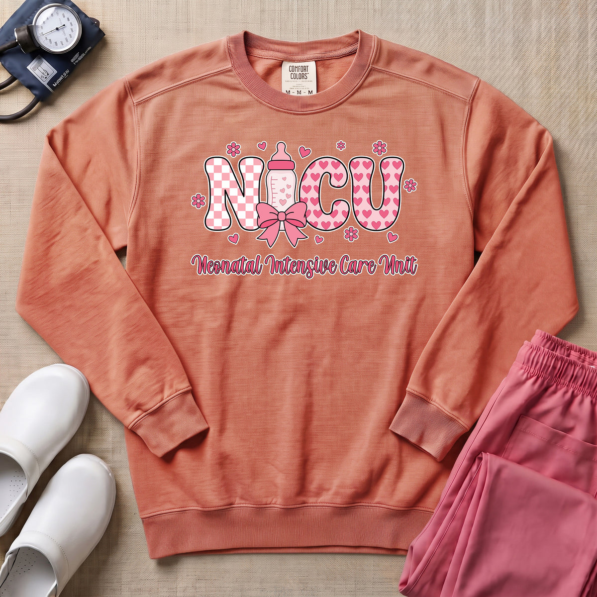 Retro NICU Nurse Cute Coquette Neonatal Intensive Care Unit Sweatshirt-Sweatshirt-HugTee