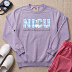 Cute Silly Goose Blue Gingham NICU Nurse Sweatshirt - Orchid Comfort Colors Sweatshirt | HugTee