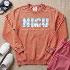 Cute Silly Goose Blue Gingham NICU Nurse Sweatshirt - Terracotta Comfort Colors Sweatshirt | HugTee