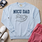 NICU Dad Minimalist Line Art Sweatshirt - Chambray Comfort Colors Sweatshirt | HugTee