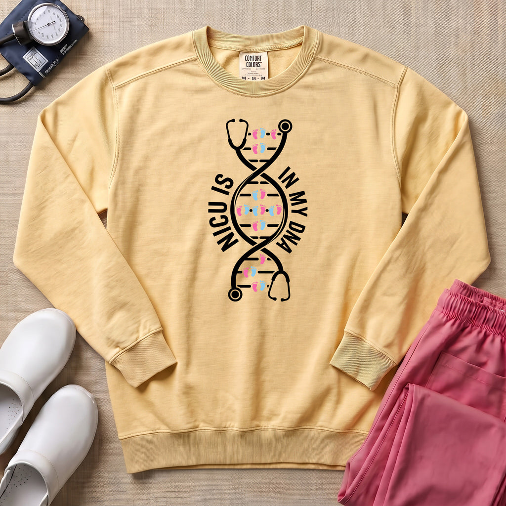 NICU Is In My DNA Stethoscope Sweatshirt - Butter Comfort Colors Sweatshirt | HugTee