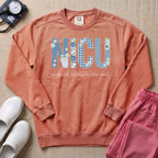 Faux Embroidery Floral NICU Nurse Gift Sweatshirt - Terracotta Comfort Colors Sweatshirt | HugTee