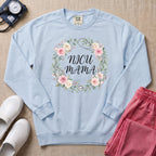 Floral Stethoscope NICU Mama Boho Sweatshirt - Chambray Comfort Colors Sweatshirt | HugTee