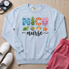 NICU Nurse Ocean Theme Sea Creatures Sweatshirt - Chambray Comfort Colors Sweatshirt | HugTee