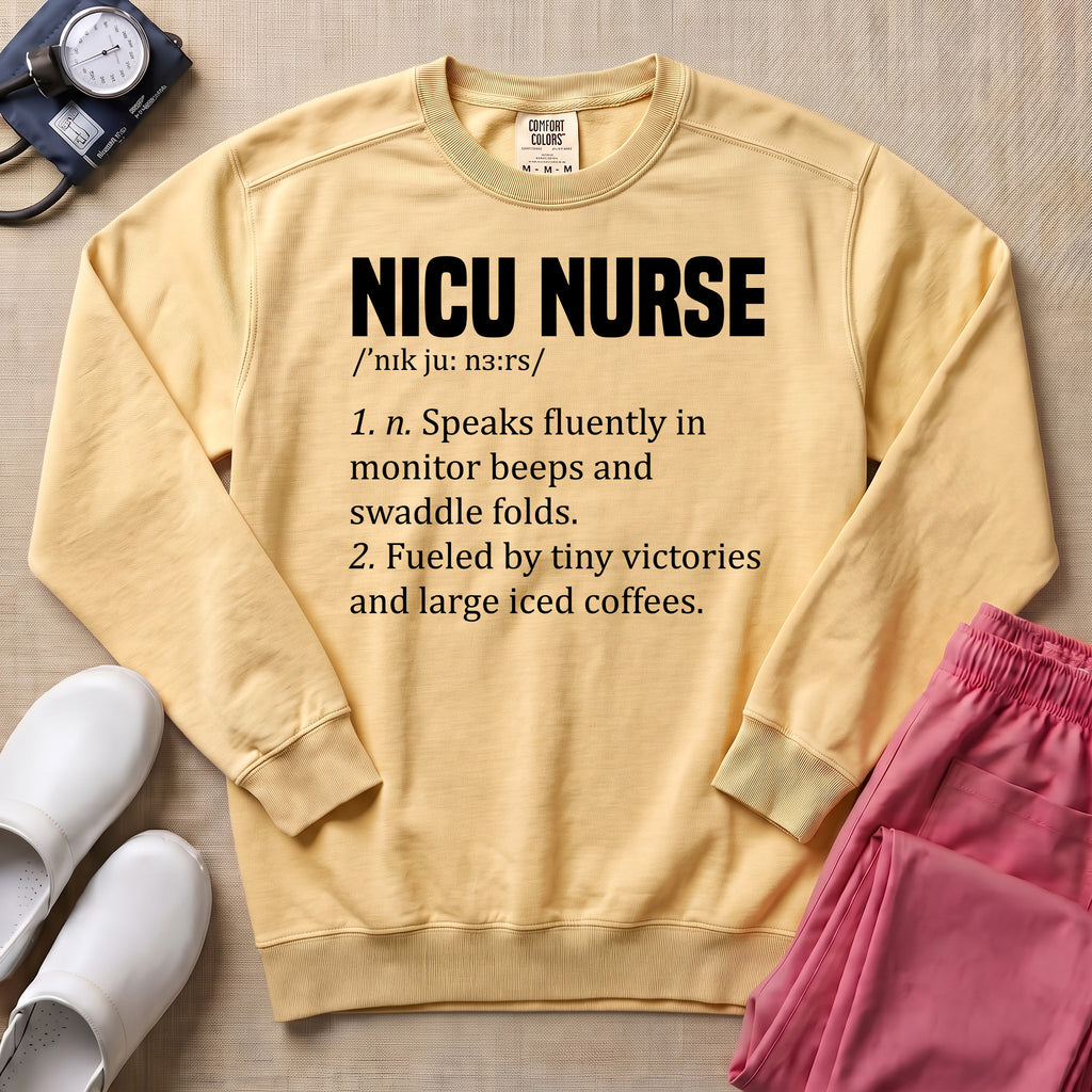 Funny NICU Nurse Definition Coffee Lover Sweatshirt - Butter Comfort Colors Sweatshirt | HugTee