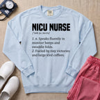 Funny NICU Nurse Definition Coffee Lover Sweatshirt - Chambray Comfort Colors Sweatshirt | HugTee
