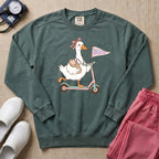 Coquette Goose Riding Scooter NICU Nurse Sweatshirt - Blue Spruce Comfort Colors Sweatshirt | HugTee