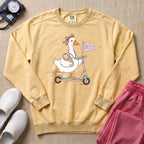 Coquette Goose Riding Scooter NICU Nurse Sweatshirt - Butter Comfort Colors Sweatshirt | HugTee