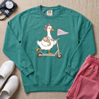 Coquette Goose Riding Scooter NICU Nurse Sweatshirt - Seafoam Comfort Colors Sweatshirt | HugTee