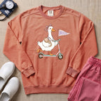 Coquette Goose Riding Scooter NICU Nurse Sweatshirt - Terracotta Comfort Colors Sweatshirt | HugTee