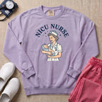 Retro Vintage NICU Nurse Newborn Healthcare Sweatshirt - Orchid Comfort Colors Sweatshirt | HugTee