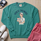 Retro Vintage NICU Nurse Newborn Healthcare Sweatshirt - Seafoam Comfort Colors Sweatshirt | HugTee