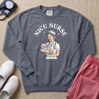 Retro Vintage NICU Nurse Newborn Healthcare Sweatshirt - Blue Jean Comfort Colors Sweatshirt | HugTee