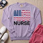 Patriotic NICU Nurse American Flag Sweatshirt - Orchid Comfort Colors Sweatshirt | HugTee