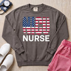 Patriotic NICU Nurse American Flag Sweatshirt - Pepper Lifestyle Hero Mockup | HugTee