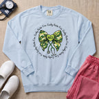 One Lucky Nurse Camo Bow NICU Sweatshirt - Chambray Comfort Colors Sweatshirt | HugTee